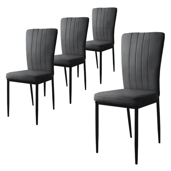 Zestaw 4 krzeseł do jadalni krzesło kuchenne krzesło tapicerowane krzesło do salonu szary aksamit ML-DESIGN