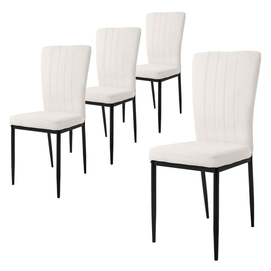 Zestaw 4 krzeseł do jadalni krzesło kuchenne tapicerowane krzesło do salonu biały aksamit ML-DESIGN