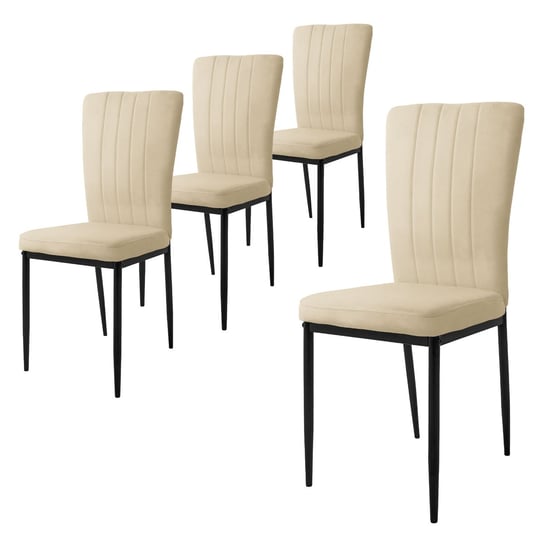 Zestaw 4 krzeseł do jadalni Krzesło kuchenne Tapicerowane krzesło do salonu Taupe velvet ML-DESIGN