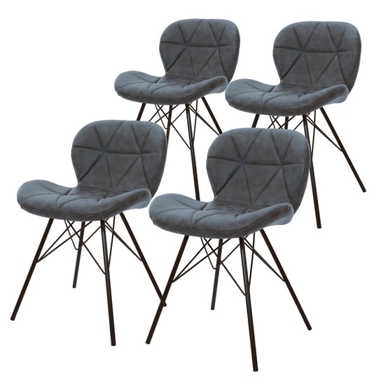 Zestaw 4 krzesel do jadalni z oparciem, antracyt, krzeslo kuchenne z pokryciem ze sztucznej skóry ML-DESIGN