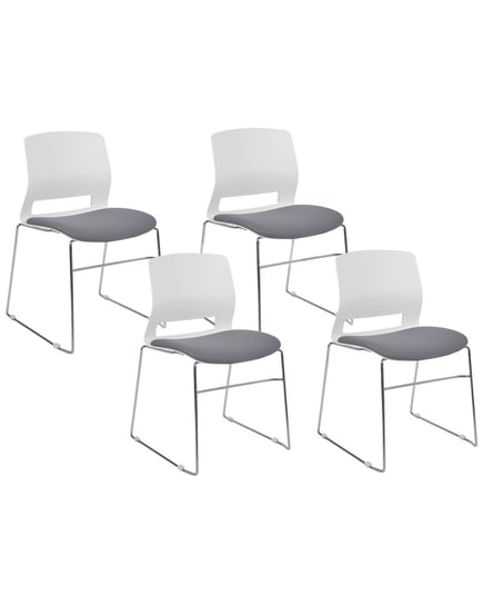 Zestaw 4 krzeseł konferencyjnych biało-szary GALENA Beliani
