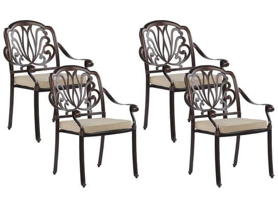 Zestaw 4 krzeseł ogrodowych brązowy ANCONA Beliani