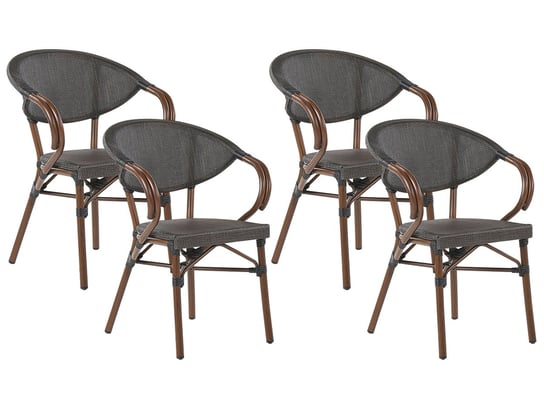 Zestaw 4 krzeseł ogrodowych ciemne drewno z szarym CASPRI Beliani