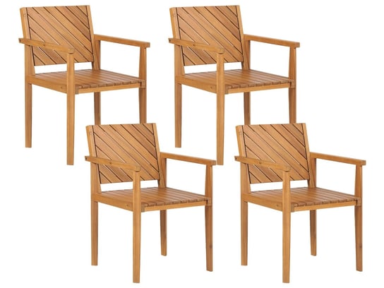 Zestaw 4 Krzeseł Ogrodowych Drewno Akacjowe Baratti Beliani