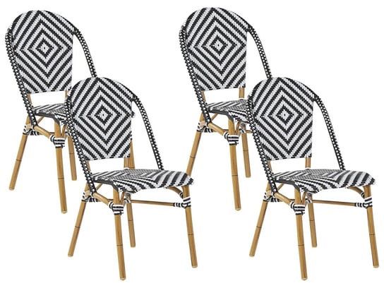 Zestaw 4 krzeseł ogrodowych wzór czarno-biały RIFREDDO Beliani