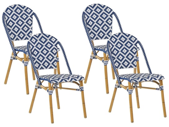Zestaw 4 krzeseł ogrodowych wzór niebiesko-biały RIFREDDO Beliani