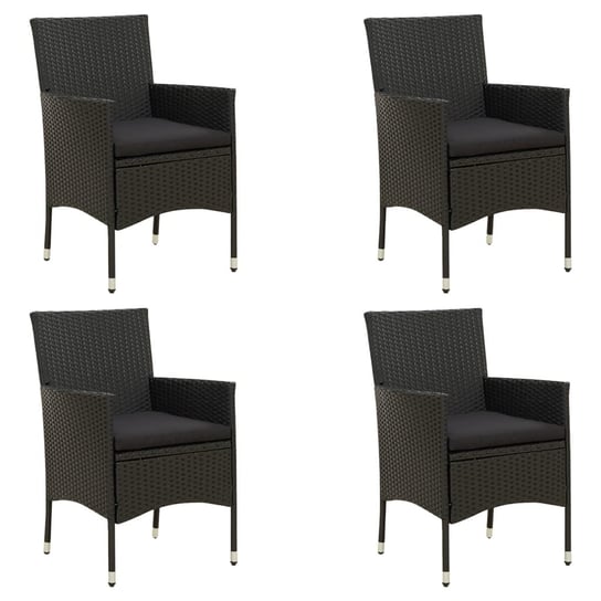 Zestaw 4 krzeseł ogrodowych z poduszkami, czarne Inna marka