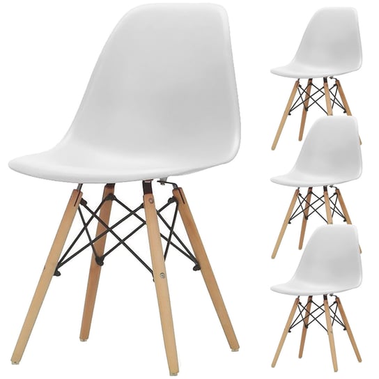 Zestaw 4 Krzesła skandynawskie IMPERIA białe plastik Lugano