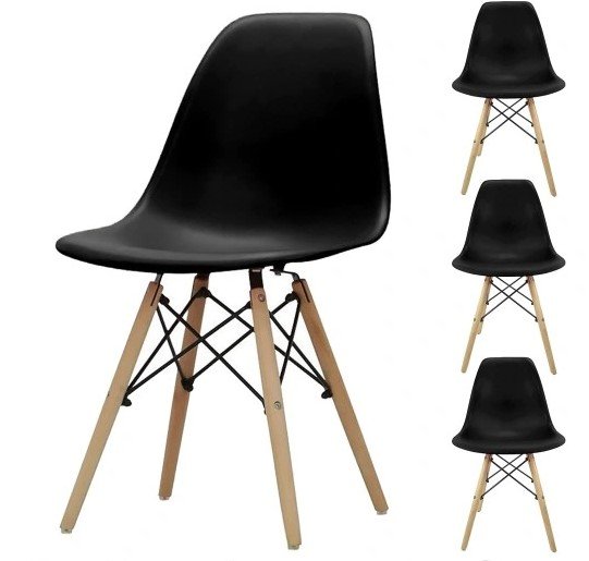 Zestaw 4 Krzesła skandynawskie IMPERIA czarne plastik Lugano