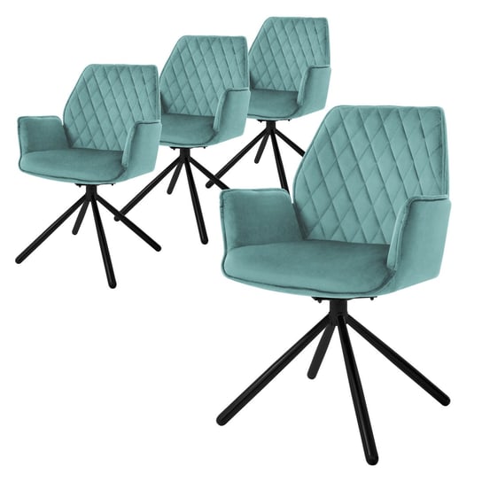 Zestaw 4 obrotowych krzeseł do jadalni krzesło do jadalni krzesło 180 ° obrotowe aksamitne krzesło do salonu ML-DESIGN