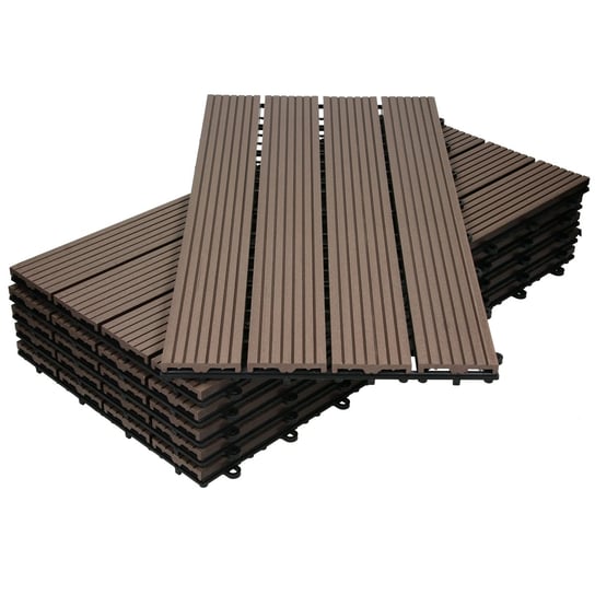 Zestaw 4 paneli podłogowych WPC 60x30 w kolorze ciemnobrązowym ECD Germany