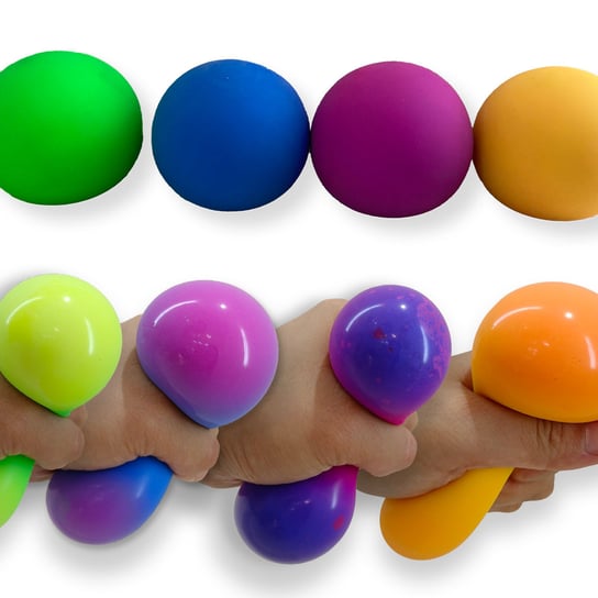 Zestaw 4 Piłeczek Gniotków Antystresowych Zmieniających Kolor Fidget Fun Funny