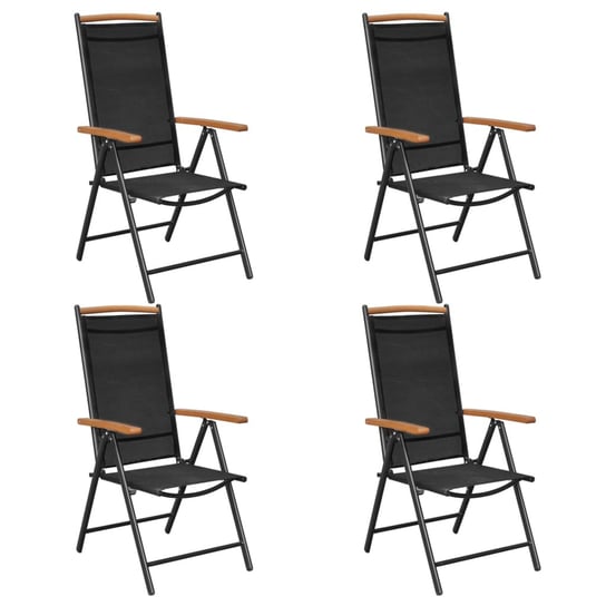 Zestaw 4 składanych krzeseł ogrodowych, czarne, al Inna marka