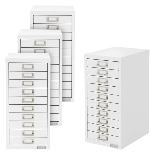 Zestaw 4 szafek kartotekowych Metalowa szafka biurowa z 10 szufladami Biały ML-DESIGN