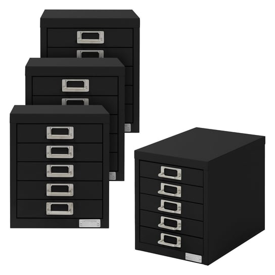 Zestaw 4 szafek na dokumenty Stalowa szafka biurowa z 5 szufladami 28x38x33 cm Czarny ML-DESIGN