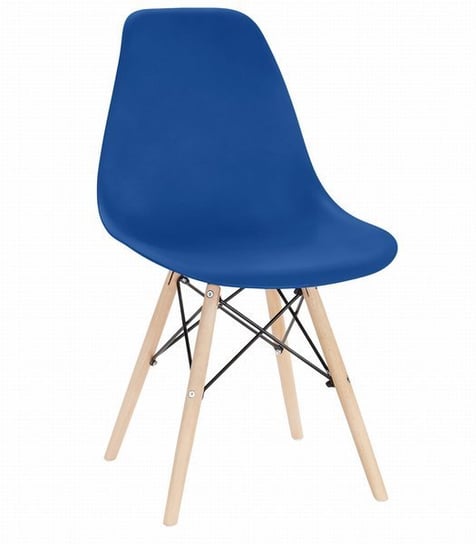 Zestaw 4 szt krzeseł do salonu, gabinetu lub jadalni TOLV - Niebieskie / Nogi Naturalne MUFART