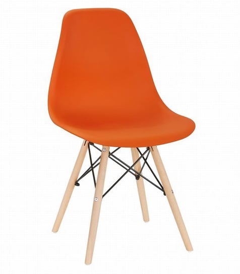 Zestaw 4 szt krzeseł do salonu, gabinetu lub jadalni TOLV - Pomarańczowe / Nogi Naturalne MUFART