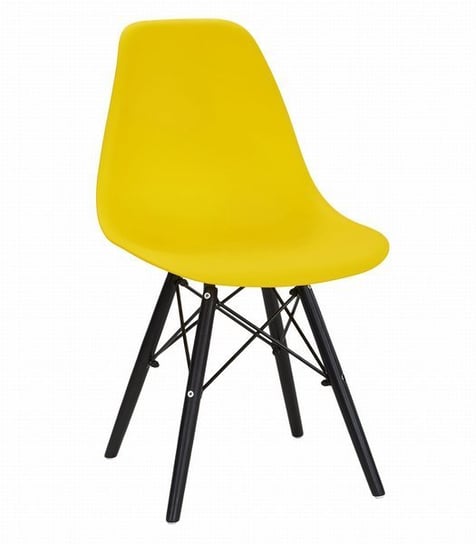 Zestaw 4 szt krzeseł do salonu, gabinetu lub jadalni TOLV - Żółte / Nogi Czarne MUFART