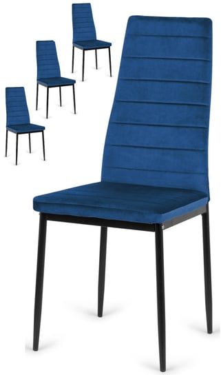 Zestaw 4x krzesła tapicerowane granatowe welurowe VALVA LINE Lugano