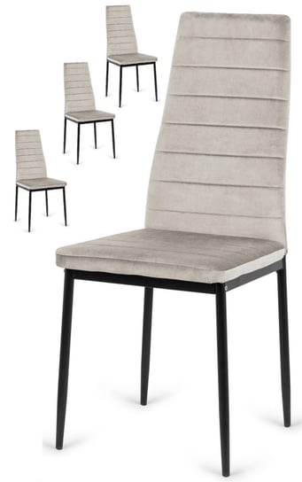 Zestaw 4x krzesła tapicerowane jasnoszare welurowe VALVA LINE Lugano