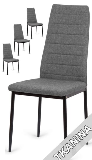 Zestaw 4x krzesła tapicerowane szarą tkaniną VALVA LINE Lugano
