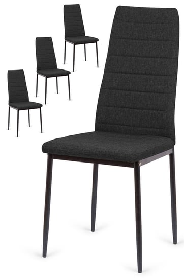 Zestaw 4x krzesła tapicerowane welurowe czarne VALVA LINE Lugano