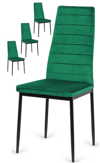Zestaw 4x krzesła tapicerowane zielone welurowe VALVA LINE Lugano