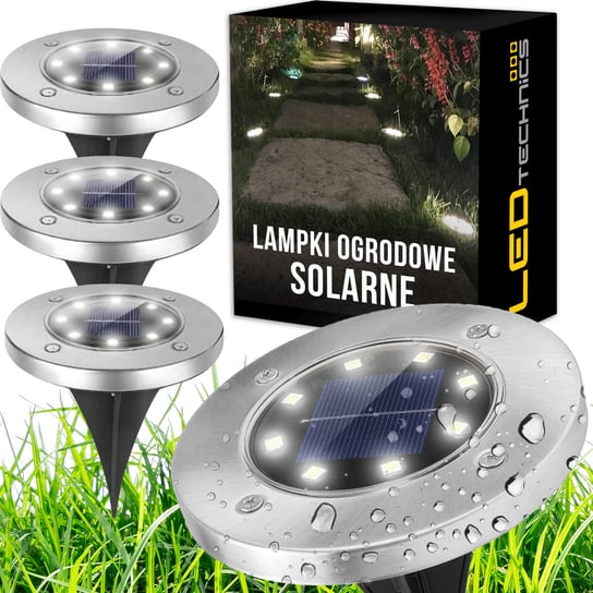 Zestaw 4X Lampki Solarne Gruntowe Diody Disk Light Ledtechnics
