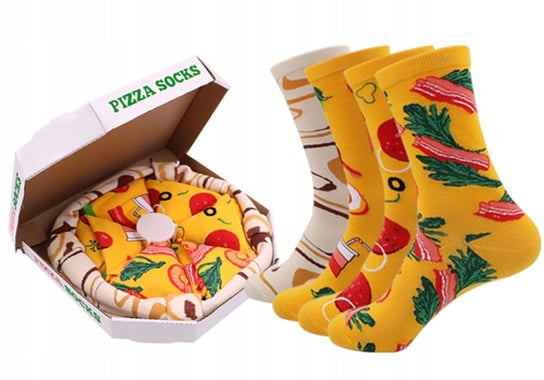 Zestaw 4X Skarpetki Pizza Box Zabawne Kolorowe Na Prezent Mix SNM