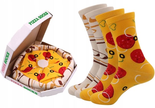 Zestaw 4X Skarpetki Pizza Box Zabawne Kolorowe Na Prezent Salami SNM