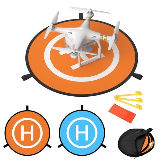 Zestaw 5-częściowy z lądowiskiem dla dronów i akcesoriami Wyrzutnia dla helikopterów wykonana z nylonu w kolorze pomarańczowo-niebieskim o śCZERWONYnicy 75cm - Do bezpiecznego startu i lądowania dron Intirilife