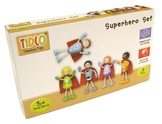 Zestaw 5 drewnianych superbohaterów Tidlo T0408 Bigjigs