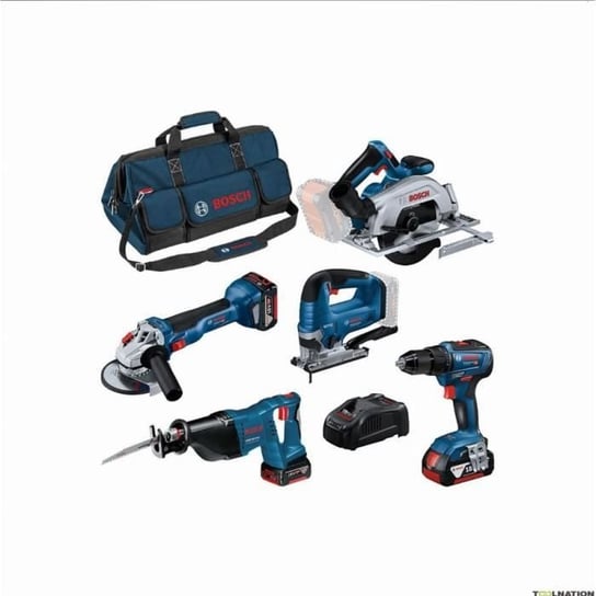 ZESTAW 5 narzędzi BOSCH GSR/GWS/GKS/GSA/GST + 3 akumulatory litowo-jonowe 18 V 4,0 Ah - 0615990N39 Bosch Professional