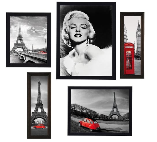 Zestaw 5 obrazów w różnych rozmiarach- seria Paryż II POSTERGALERIA