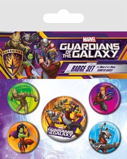 Zestaw 5 przypinek Guardians Of The Galaxy Strażnicy Galaktyki odznaki przypinki piny 2,5-3,8 cm Marvel
