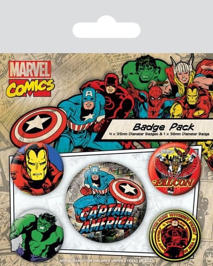 Zestaw 5 przypinek Marvel Captain America Kapitan Ameryka odznaki przypinki piny 2,5-3,8 cm Marvel