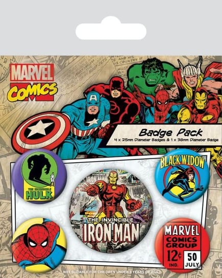 Zestaw 5 przypinek Marvel Comics Iron Man odznaki przypinki piny 2,5-3,8 cm Marvel