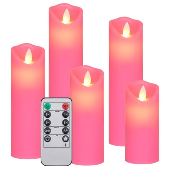 Zestaw 5 świec LED bezpłomieniowych, różowy, 50h ś Inna marka
