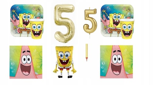 Zestaw 5 Urodziny Spongebob Patryk Balony Talerzyki Kubki Serwetki Inna marka