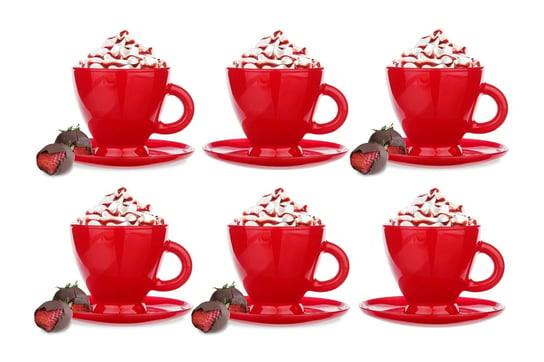 Zestaw 6 Czerwonych Filiżanek Ze Spodkami, 230ml Kawa Herbata GLASMARK