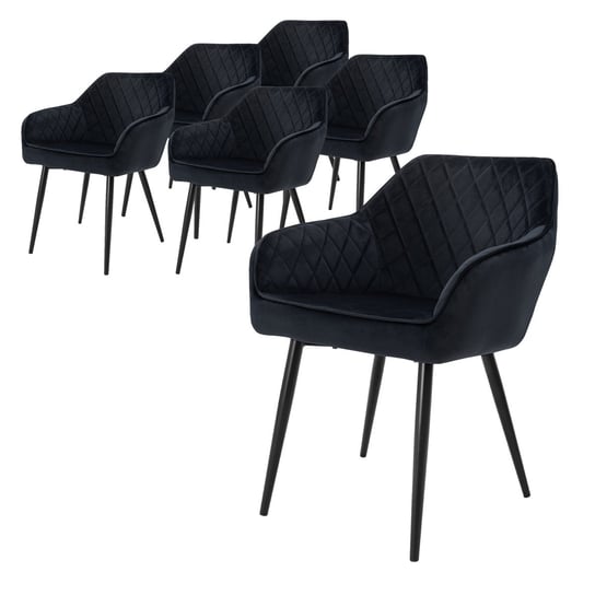Zestaw 6 krzeseł do jadalni aksamitne krzesła do salonu krzesła tapicerowane czarny ML-DESIGN