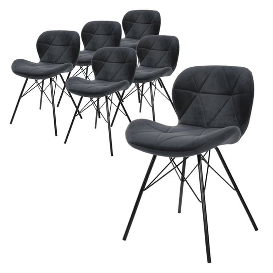 Zestaw 6 krzeseł do jadalni antracytowe krzesła do salonu aksamitne krzesła krzesło kuchenne ML-DESIGN