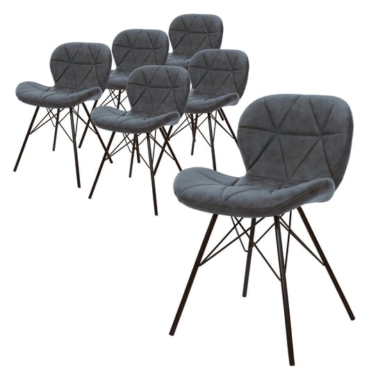 Zestaw 6 krzeseł do jadalni antracytowych Krzesła do salonu Krzesła do jadalni ze skóry ekologicznej ML-DESIGN
