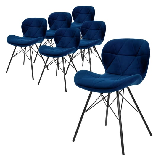 Zestaw 6 krzeseł do jadalni ciemnoniebieskie krzesła do salonu aksamitne krzesła krzesło kuchenne ML-DESIGN