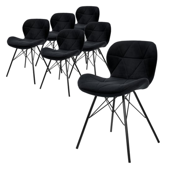 Zestaw 6 krzeseł do jadalni czarne krzesła do salonu aksamitne krzesła krzesło kuchenne ML-DESIGN
