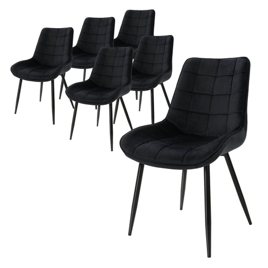 Zestaw 6 krzeseł do jadalni krzesła do salonu aksamitne krzesła tapicerowane krzesło czarne ML-DESIGN