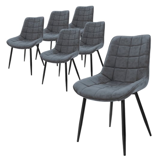 Zestaw 6 krzeseł do jadalni krzesła do salonu krzesło kuchenne antracytowa imitacja skóry PU ML-DESIGN