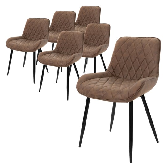 Zestaw 6 krzeseł do jadalni krzesła do salonu krzesło kuchenne brązowa imitacja skóry PU ML-DESIGN