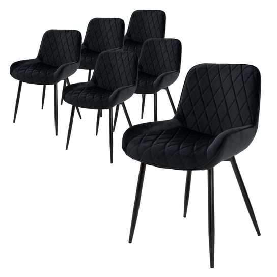 Zestaw 6 krzeseł do jadalni krzesła do salonu krzesło kuchenne czarny aksamit ML-DESIGN
