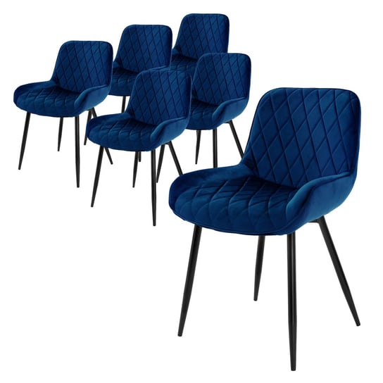Zestaw 6 krzeseł do jadalni krzesła do salonu krzesło kuchenne granatowy aksamit ML-DESIGN